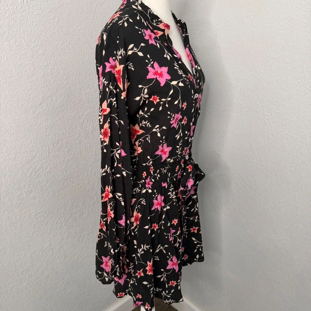 Free People Lighten Up Black‎ Pink Floral Dress